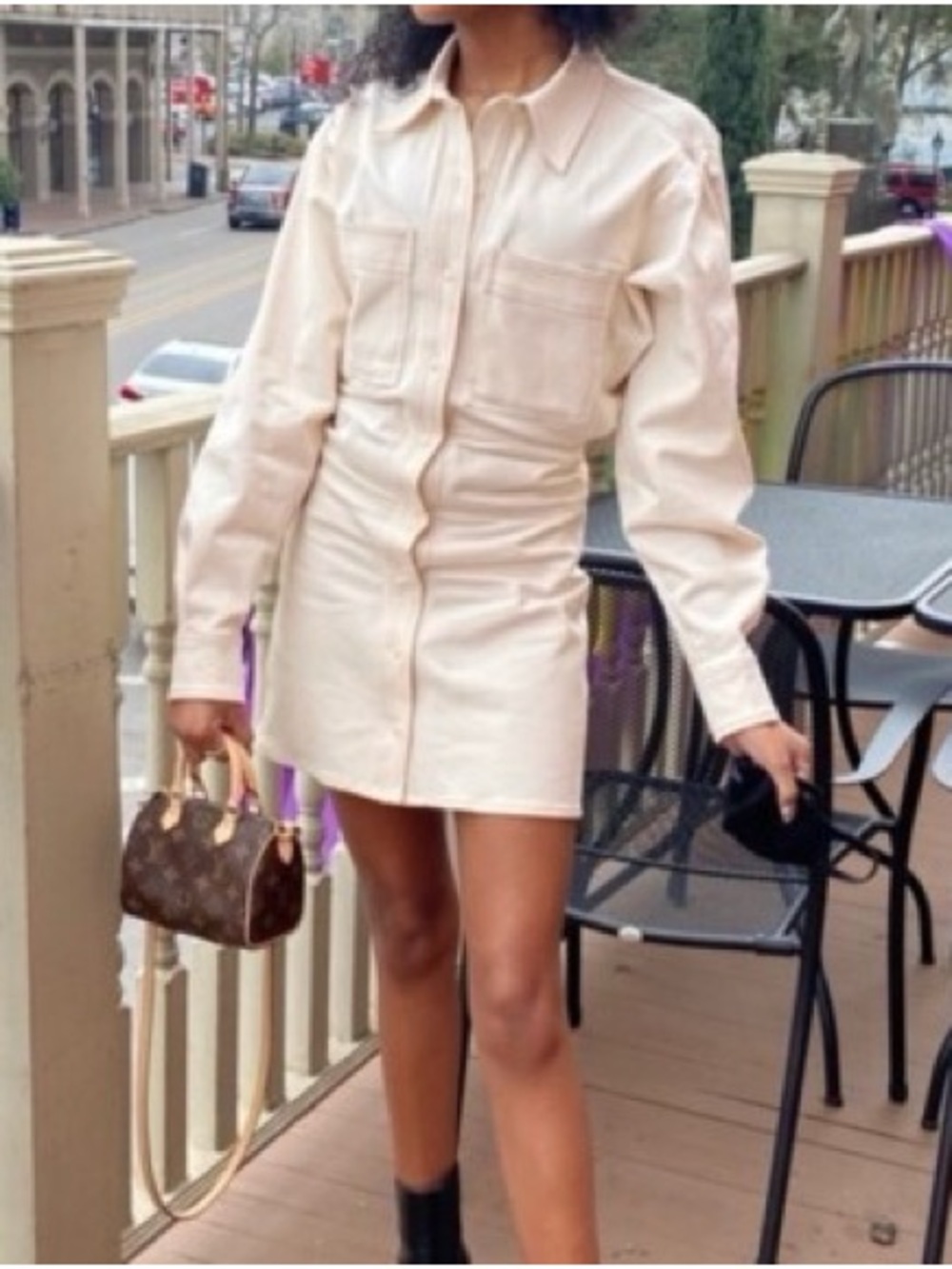 Zara Cream Button-Front Dress